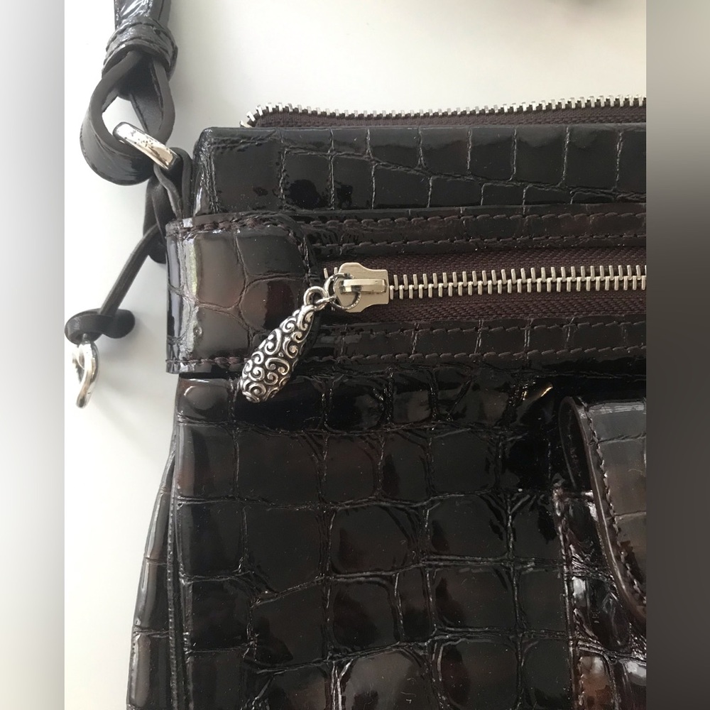 Brighton Crocodile Embossed Patent Leather Crossbody Bag - Picture 2 of 12